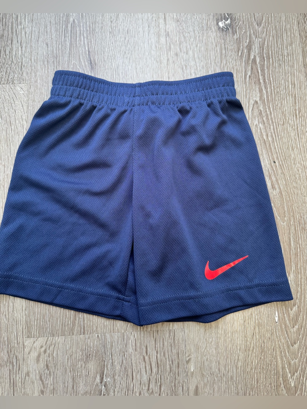 Nike Dri-FIT Boys Athletic Shorts Navy Blue Red Swoosh Size 4 XS